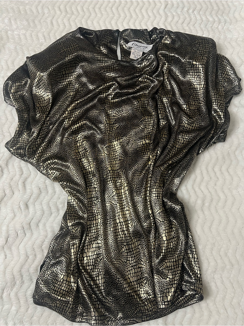 Gregory Metallic Gold & Black Reptile-Print Short Sleeve Top